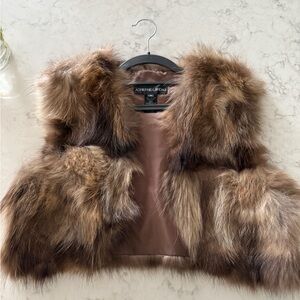 Landau RealFur Vest in Brown and Cream